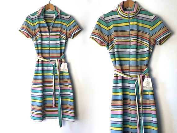 vintage 70s rainbow dress pastel dress pastel rain