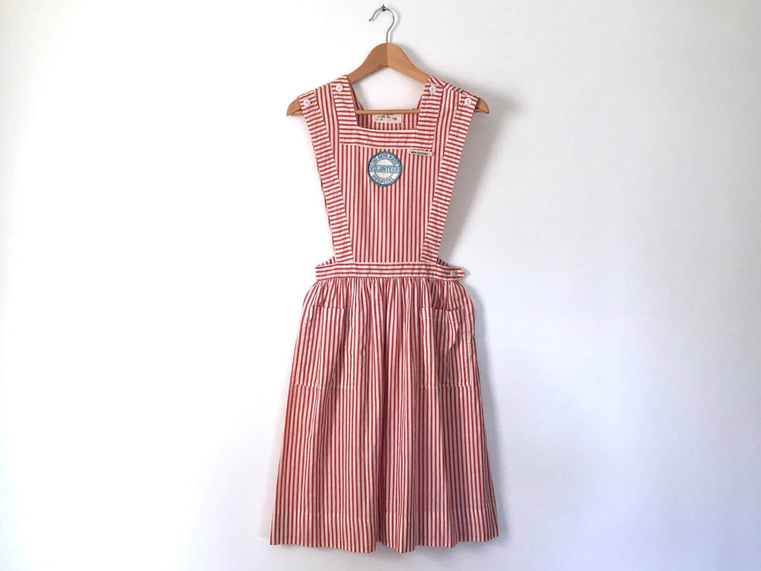 Vintage Candy Striper Dress Pinafore Dress Striped Apron Dress Sexy