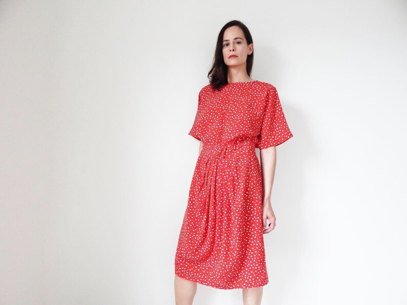 Red Polka Dot Dress Vintage 80s 90s Spring Red Dress With Etsy