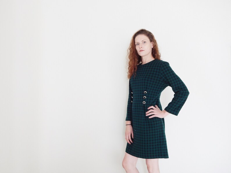 Dark Green Plaid Dress