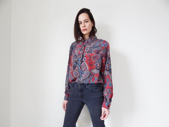 Ethnic paisley print shop button up shirt