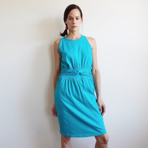 fitted below the knee dresses Blue denim mini dress with fitted top - Girls main image 0