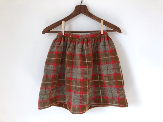 vintage womens plaid thick wool mini skirt school… - image 3