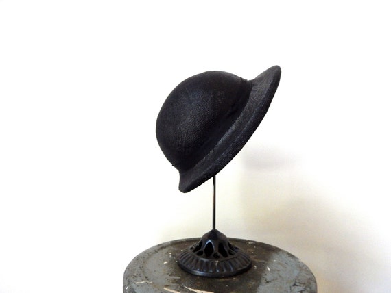 black straw hat 30s black hat vintage black hat b… - image 3