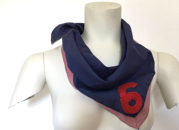 vintage 50s blue bandana scarf triangle hipster c… - image 1