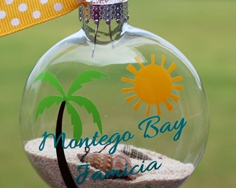 Ornament - Beach - Add your sand and seashells -Honeymoon/Vacation Keepsake