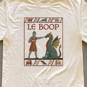 Le Boop-tröja, medeltida fantasy-humor-t-shirt, present till bokälskare och fantasyfans, rolig drakriddare-tröja med grafisk design