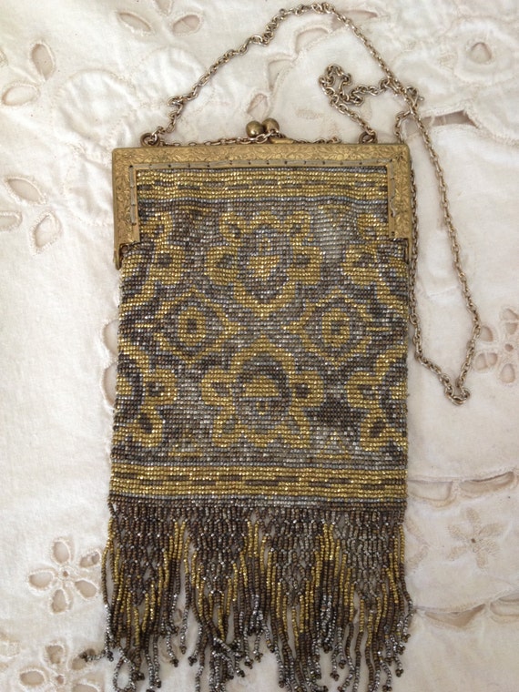 Vintage French Beaded Purse, Antique, Cpllectible… - image 1