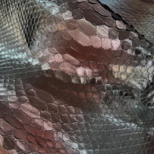 Real Reticulated Python Back Cut Foiled Leather Hide | Pearl Blush Unbleached Snake Skin | Luxury Craft Projects
