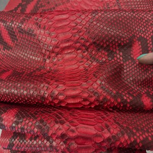 Real Reticulated Python Leather Hide | Red Back Cut Skin | Unbleached Matte Finish | Exotic Leather for Craft, Bags & Accessories