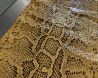 Real Burmesed Python Belly Cut Leather Hide | Golden Tan Unbleached Exotic Snake Skin | Luxury Craft Projects