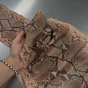Real Reticulated Python Leather Hide | Brown Belly Cut Skin | Whole Unbleached Tanned Leather