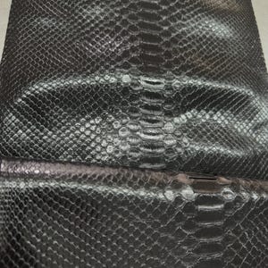 Real Burmese Python Back Cut Leather Hide | Black Unbleached Exotic Snake Skin | Premium Leather for Wallets, Bags & Luxury Craft Projects
