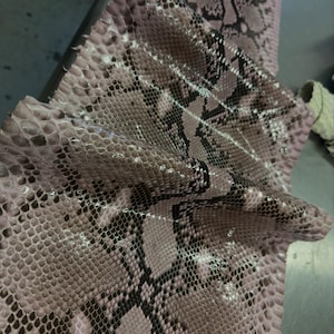 Real Reticulated Python Leather Hide | Rose Pink Belly Cut Skin | Whole Unbleached Tanned Leather