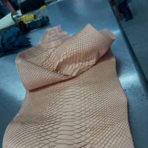 Real Light Peach Beige Borneo Python Back Cut Leather Hide | Bleached Finish, Professionally Tanned & Ready for Crafting