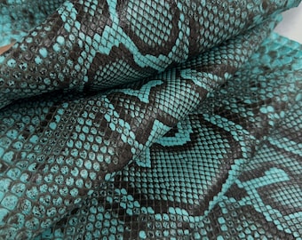 Real Burmesed Python Belly Cut Leather Hide | Turquoise Unbleached Exotic Snake Skin | Luxury Craft Projects