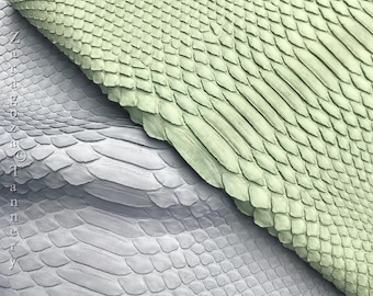 Sage Mist Green Python Leather | Borneo Back Cut, Bleached Matte Finish | Exotic Skin for Crafting