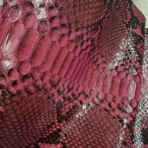 Real Reticulated Python Leather Hide | Pink Glossy Back Cut Skin | Whole Unbleached Tanned Leather | Exotic Leather for Craft & Accessories