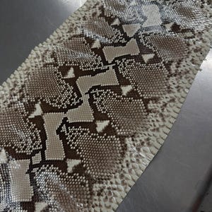Real Reticulated Python Leather Hide | Ivory Taupe Belly Cut Skin | Whole Unbleached Tanned Leather