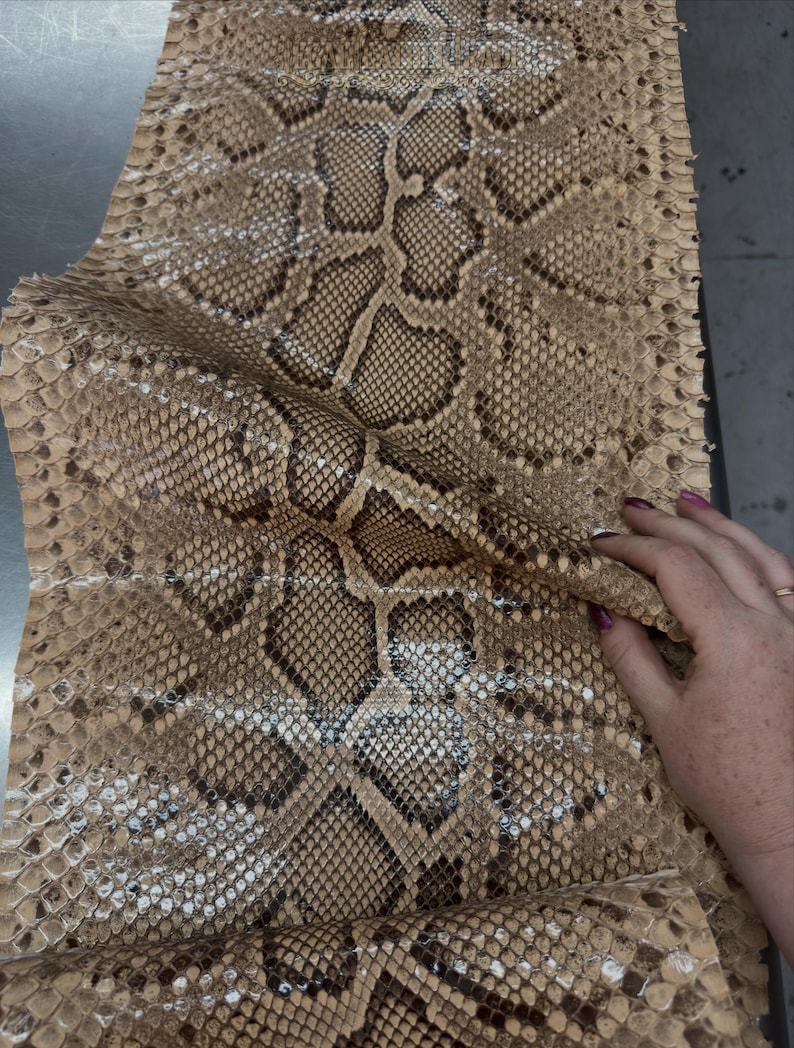 Real Burmesed Python Belly Cut Leather Hide | Brown Unbleached Exotic Snake Skin | Luxury Craft Projects image 1