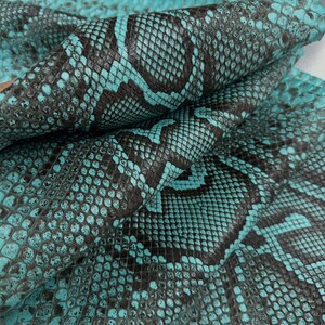Real Reticulated Python Leather Hide | Turquoise Belly Cut Skin | Whole Unbleached Tanned Leather