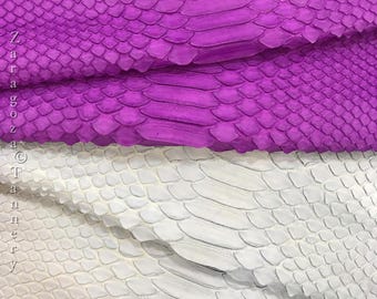 Royal Orchid Purple Python Leather | Borneo Back Cut, Bleached Matte Finish | Exotic Leather for Craft