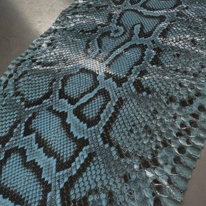 Echtes burmesisches Python-Bauchleder | Türkisblaues, ungebleichtes exotisches Schlangenleder | Luxuriöse Bastelprojekte