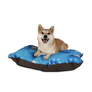 Blue Paw Prints and Bones Pet Bed | Dog Cat Pillow Cushion