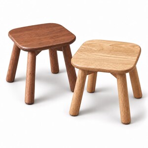 Hocker aus massiver Eiche, kleiner Holzhocker, niedriger Beistelltisch, Pflanzenständer, Fußhocker, handgefertigte minimalistische Wohndekoration, Sitzgelegenheit für den Eingangsbereich
