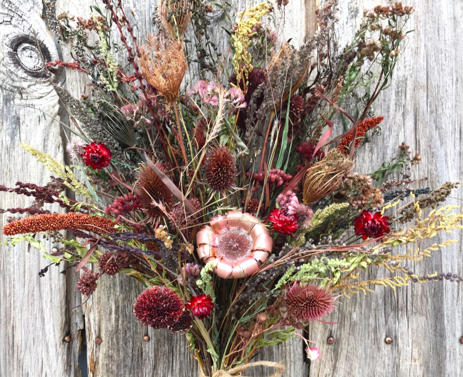 Dried Flower Bouquet Exotic Protea Wedding Arrangement Bridal Etsy