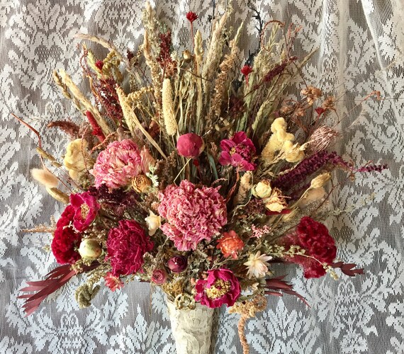 Mariage Fleurs Séchées Fleur Bouquet De Mariée Bordeaux Blush Rose Pivoine Sage Maya