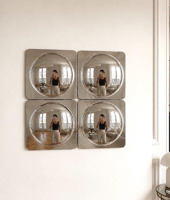 Lot 4 miroir sphère convexe chrome tendance