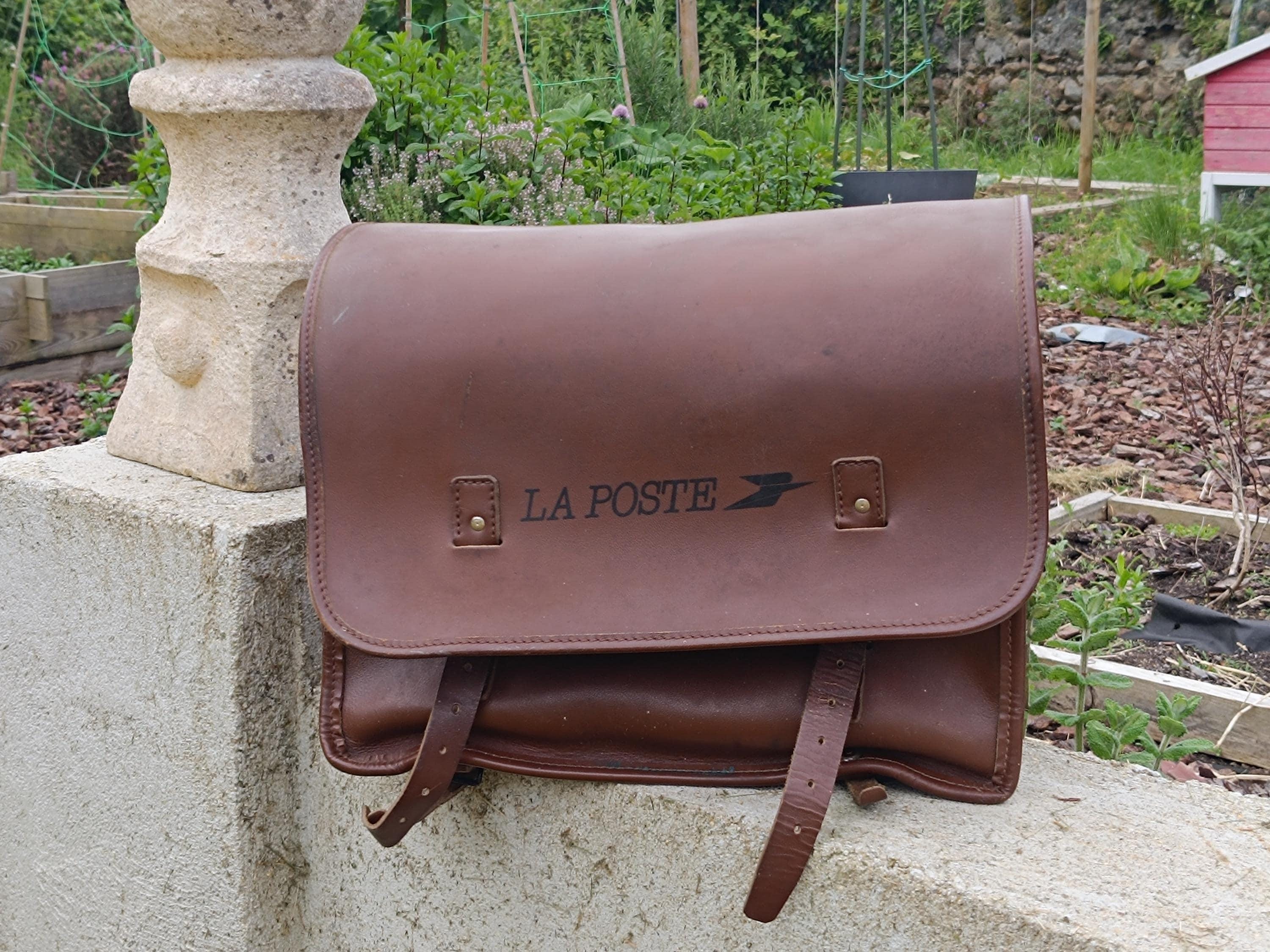Vintage 1985 French La Post Postman Mailman Leather Mail Satchel Government Issue Bicycle Pannier Messenger Bag Heavy Duty Thick Cowhide