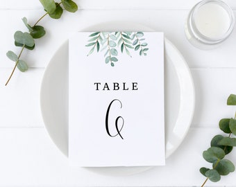 Eucalyptus Wedding Table Number, Table Numbers Template, Table Decor, Table Numbers, Greenery Table Decor, Digital Download - Cecilia