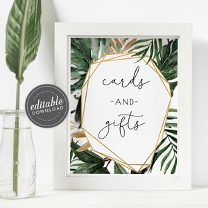 Tropical Cards and Gifts Sign, Cards and Gifts Printable Sign, Wedding Signage, Gift Table Sign, Wedding Printable, Digital Download - Fiona