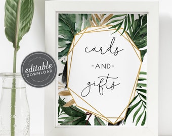 Tropical Cards and Gifts Sign, Cards and Gifts Printable Sign, Wedding Signage, Gift Table Sign, Wedding Printable, Digital Download - Fiona