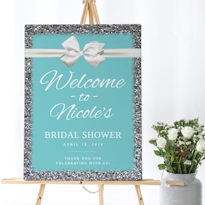 Shower Welcome Sign, Bridal Shower Poster, Bachelorette Party Welcome, Baby Shower, Baby & Co, Robin's Egg Blue, Digital Download - Nicole