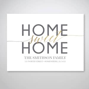 Home Sweet Home Postcard Printable, We have move card, New address, New Home, faux or et gris carte postale, Téléchargement numérique