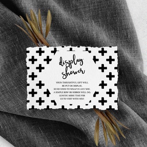 Plus  - Black Plus Sign Display Shower Card, Swiss Cross, Display Shower Card, hexagon card, Minimalist Shower, Digital Download