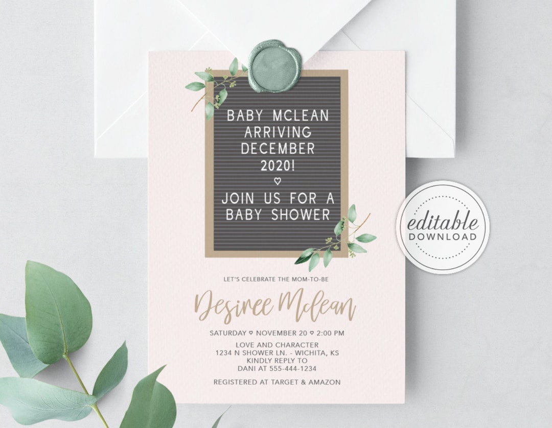 Letterboard Baby Shower Invitation Baby Girl on the Way Baby Etsy