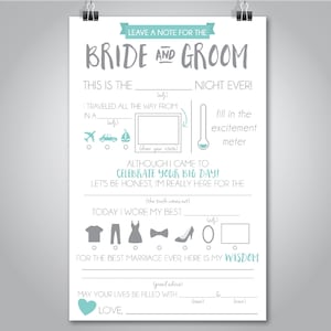 Wedding Mad Libs, Wedding Advice Card, Fill in the Blank, Custom Colors image 1