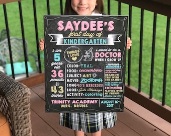 Back-to-School Chalkboard Sign, 1st Day of School Sign, Digital Poster Sign, First Day of School Poster, Grade, EDIT INSTANTLY