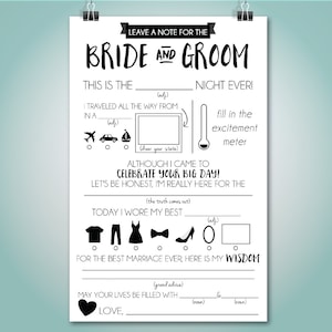Wedding Mad Libs, Wedding Advice Card, Fill in the Blank, Custom Colors, , 5.5x8.5 Digital Download
