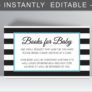 Kendra - Little Man Books for Baby, Black Stripes Book pour carte bébé, Bibliothèque de livres Build, douche de bébé garçon bleu et noir, Téléchargement numérique