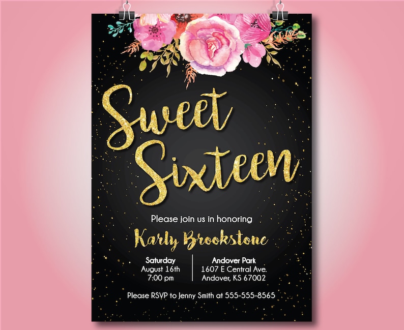 Sweet Sixteen Birthday Party Invite 16th Birthday Invite Etsy