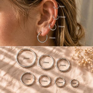 Personalized Sleeper Hoop Earring Seamless Daith Rook Tragus Conch Ring 8mm-20mm Custom Name Date Keepsake Box Minimal Modern Jewelry