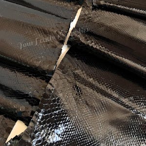 Black Glossy Reticulated Python Skin, Genuine Exotic Skin for Handcrafting