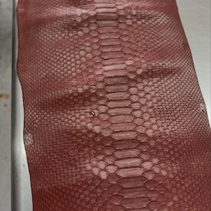 Real Brown Borneo Python Back Cut Leather Hide | Bleached Finish, Premium Tanned Exotic Leather for Luxury Leathercraft
