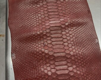 Real Brown Borneo Python Back Cut Leather Hide | Bleached Finish, Premium Tanned Exotic Leather for Luxury Leathercraft
