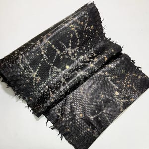 Reticulated Python Leather for Handcrafting, Black Gold Fleck Real Exotic Leather